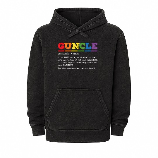 Guncle Definition Proud Gay Uncle Lgbtq Pride Rain Mineral Wash Hoodies