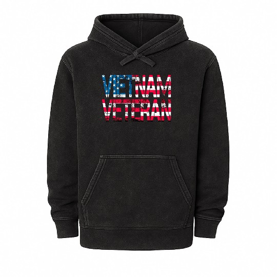 Vietnam Veteran Us Flag Vietnam Vets Mineral Wash Hoodies