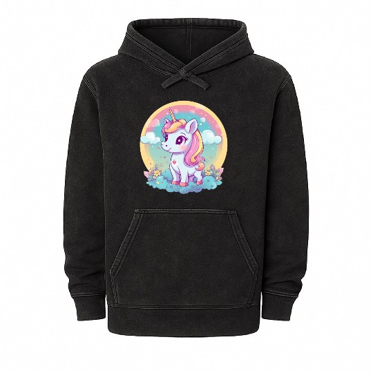 Unicorn Rainbow Sunset Mineral Wash Hoodies