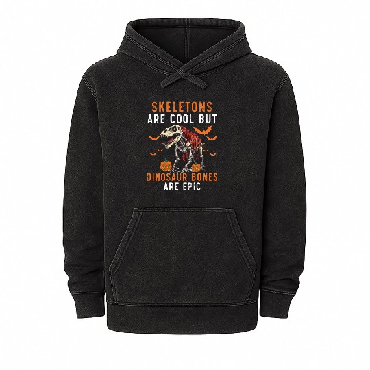Dinosaur Halloween Trick Or Treat Dino Lover Mineral Wash Hoodies