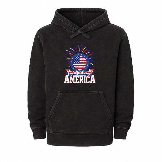 God Bless America Independence Day USA Patriot Mineral Wash Hoodies