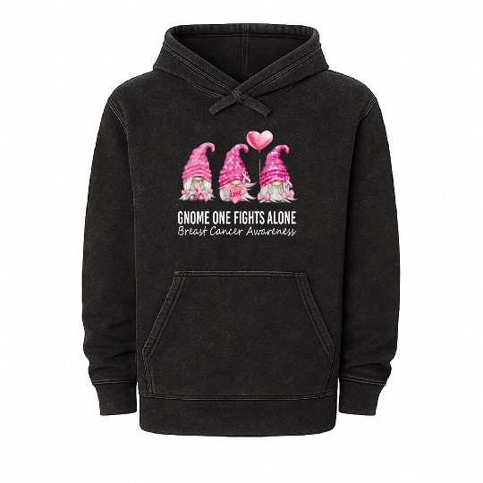 Gnomes In October We Wear K Gnome Breast Cancer Aw Mineral Wash Hoodies