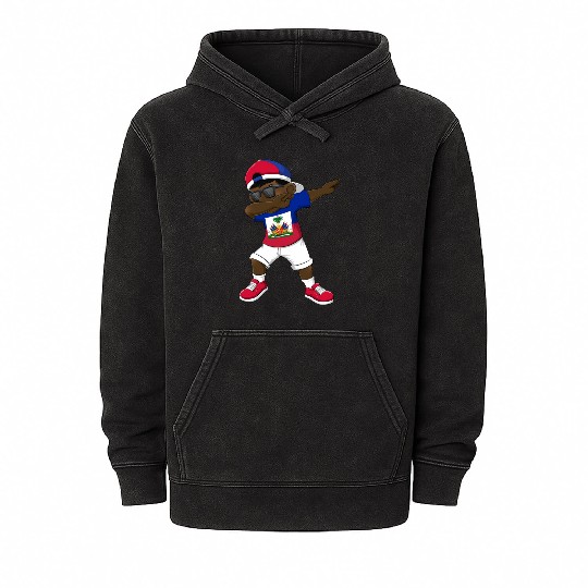 Dabbing Haitian Haiti Flag Dab Dance Mineral Wash Hoodies
