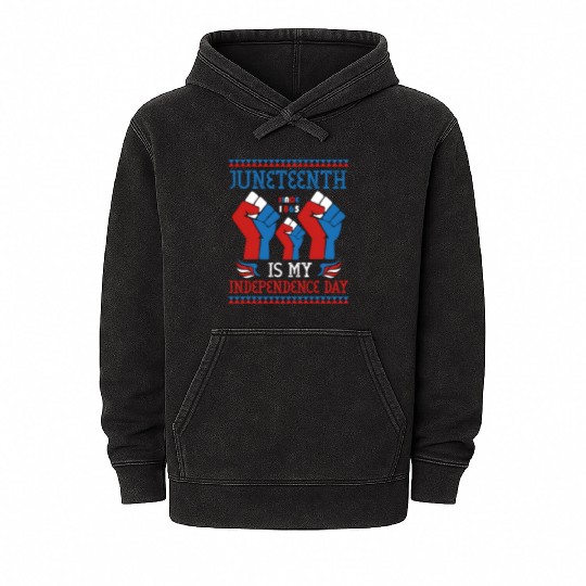 Juneteenth Is My Independence Day Since 1865 Red Mineral Wash Hoodies