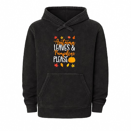 Autumn Leaves And Pumpkins Please Fall Lover Mineral Wash Hoodies