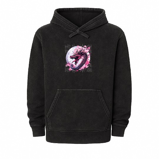 Japanese Dragon Retro Asian Oriental Dragon Cool Mineral Wash Hoodies