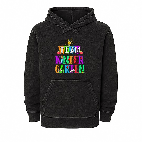 Team Kindergarten Teacher or Student Back To Mineral Wash Hoodies