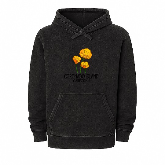 Coronado Island California Ca Poppy Flower State Mineral Wash Hoodies
