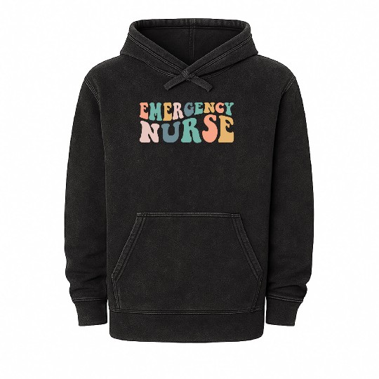 Groovy Er Nurse Emergency Room Nurse School Wo Mineral Wash Hoodies