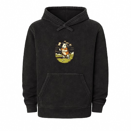 Golfer Guinea Pig Golf Club Golfing Golf Player Mineral Wash Hoodies