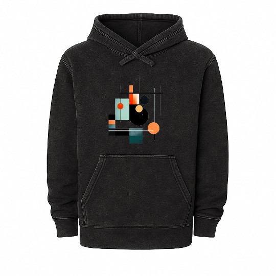 Abstract Circles and Squares Mineral Wash Hoodies
