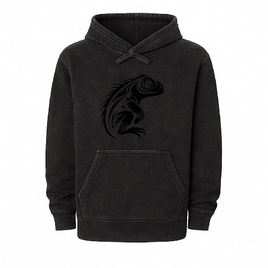 Black Lizard Vector Art Mineral Wash Hoodies