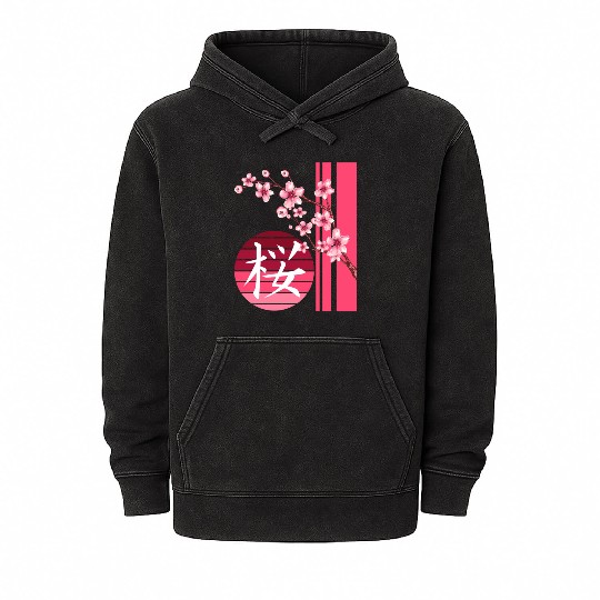 Sakura Flowers Spring Cherry Blossoms Japanese Kan Mineral Wash Hoodies