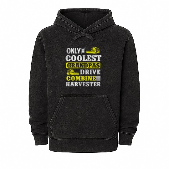 Harvest Field Worker Tractor Farmer Mineral Wash Hoodies