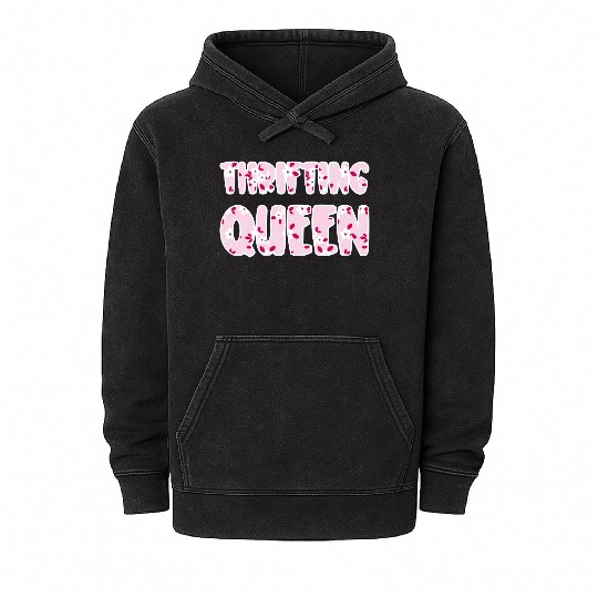 Thrifting Queen pink floral Mineral Wash Hoodies