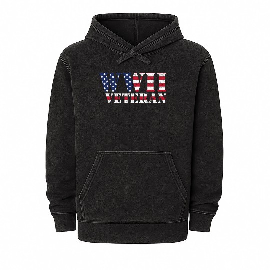 Ww2 Veteran American Flag World War Ii Mineral Wash Hoodies