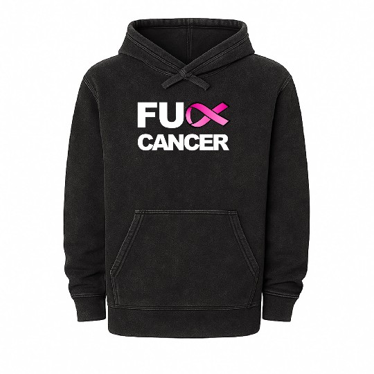 Fuck Cancer For Breast Cancer Awareness Mineral Wash Hoodies