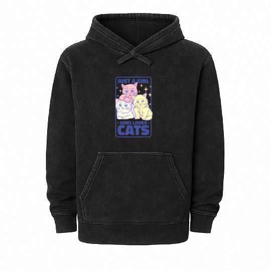 Just A Girl Who Loves Cats, Kitten And Cat Lover T Mineral Wash Hoodies