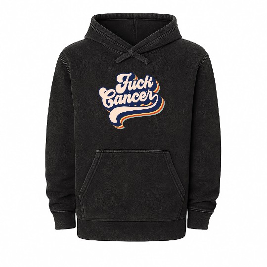Fuck Cancer Cancer Survivor Retro Fuck Cancer Mineral Wash Hoodies