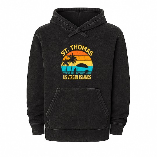 Travel St Thomas Us Virgin Islands Vacation Souven Mineral Wash Hoodies