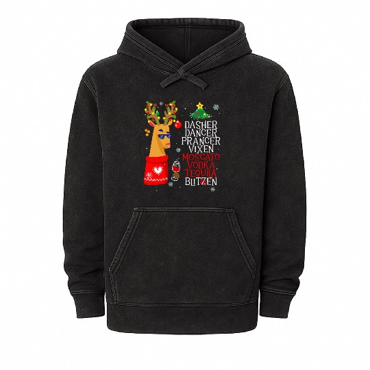Dasher Dancer Prancer Alcohol Dasher Dancer Wo'S Mineral Wash Hoodies