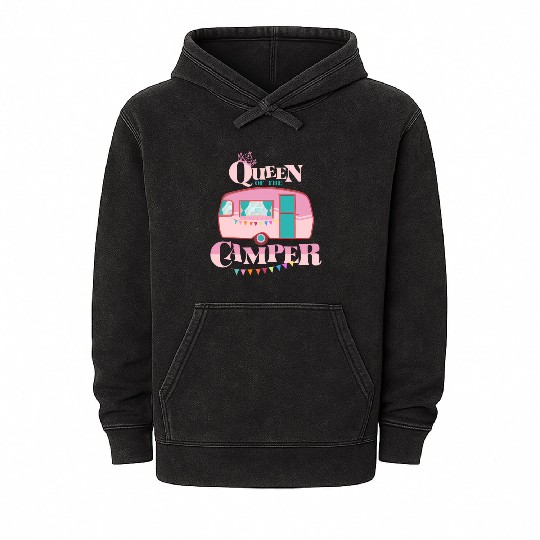 Queen Of The Camper Camping Mineral Wash Hoodies