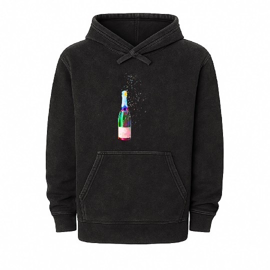 Champagne Bottle Sparks Mineral Wash Hoodies