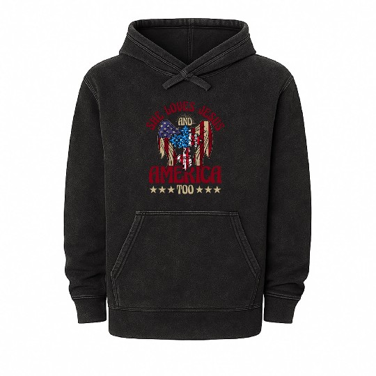 She loves jesus and America too Mineral Wash Hoodies