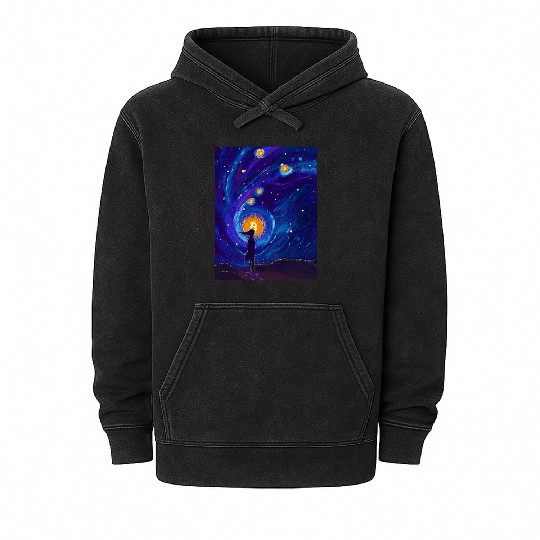 Bitcoin Coin-Crypto GIRL-SPACE Mineral Wash Hoodies