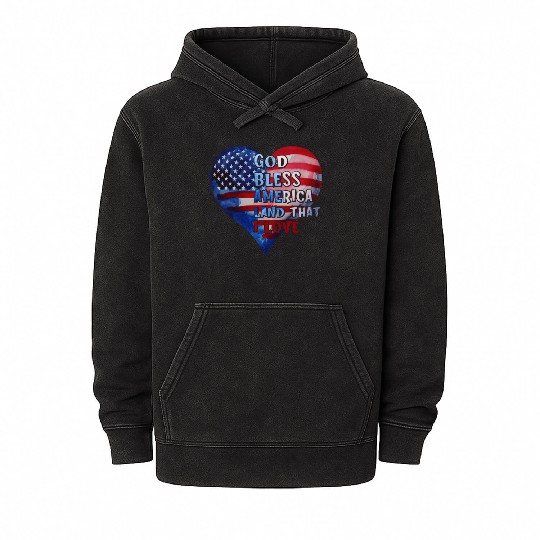 God bless America Land that I love Mineral Wash Hoodies