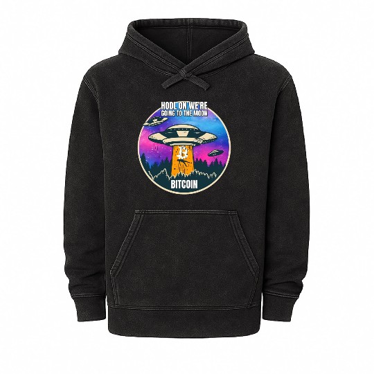 Hodl - Moon - UFO - BITCOIN Blockchain - Crypto Mineral Wash Hoodies