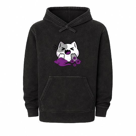 Asexual Subtle Ace Pride Anime And Cat Japanese Mineral Wash Hoodies