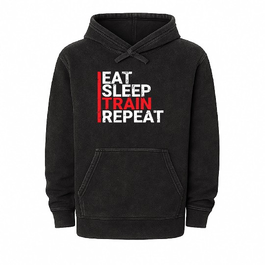 Eat Sleep Train Repeat Mineral Wash Hoodies
