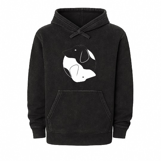 Yin Yang Dachshund Dog Symbol Zen Meditation Mineral Wash Hoodies