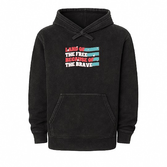 Land Of The Free Because Of The Brave Mineral Wash Hoodies