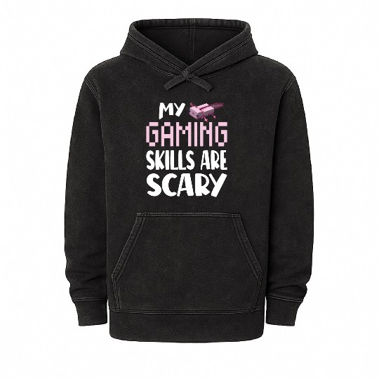Happy Halloween Funny Axolotl Lover My Gaming Mineral Wash Hoodies