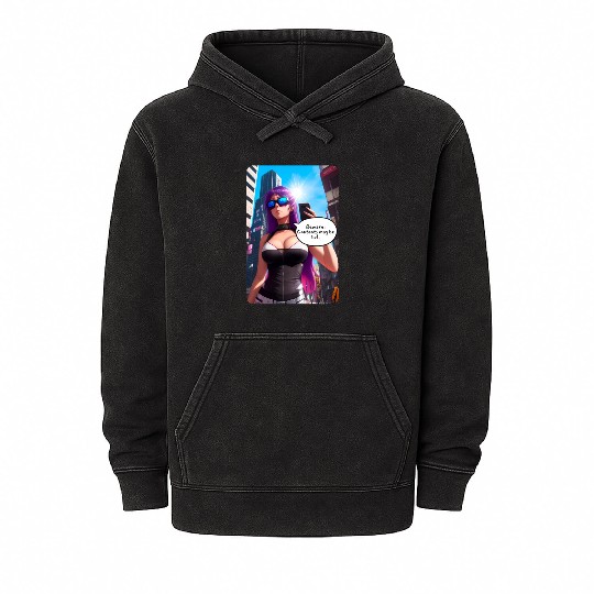 Cyberpunk Waifu Influencer Design 5 Mineral Wash Hoodies