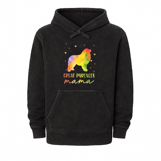 Great Pyrenees Mom Colorful Great Pyrenees Gifts Mineral Wash Hoodies