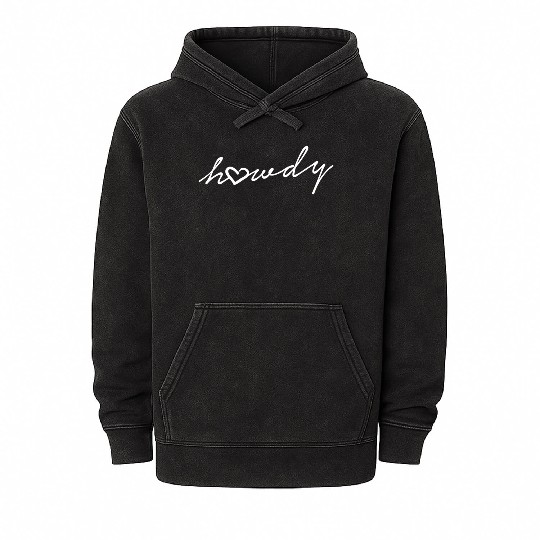 Howdy Heart Cursive Mineral Wash Hoodies