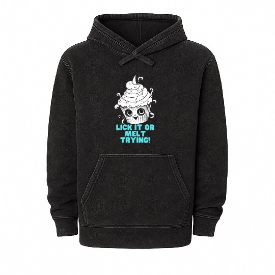 Whimsical Monochrome Ice Cream Mineral Wash Hoodies
