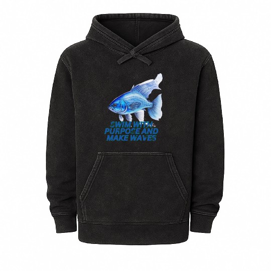 Swimming Towards Success,Blue Fish Motivational Mineral Wash Hoodies