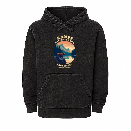 Vintage Retro Canadian Banff National Park Mineral Wash Hoodies