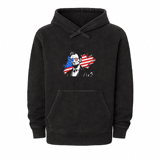Merica Lincoln President Independence Day Party Mineral Wash Hoodies