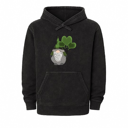 Irish Gnome St Patricks Day Heart Balloons Mineral Wash Hoodies