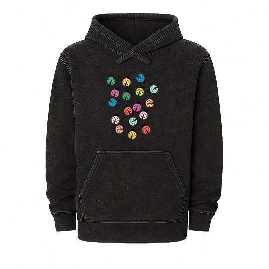 Cute and colorful ladybug Mineral Wash Hoodies