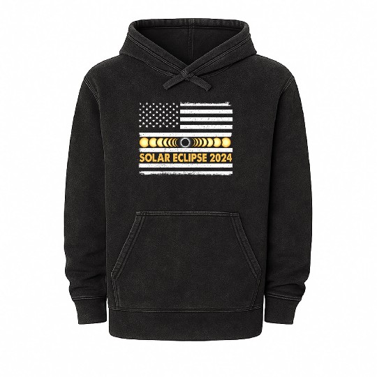 Total Solar Eclipse 2024 Totality Phases Us Mineral Wash Hoodies