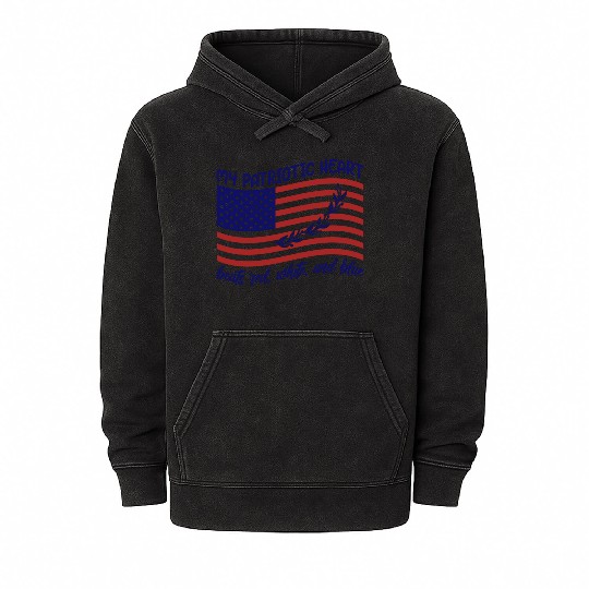 My patriotic heart beats red white and blue Mineral Wash Hoodies