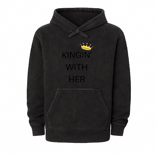 KINGIN' WITH HER BLACK Mineral Wash Hoodies