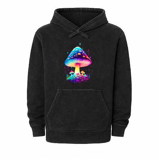Enchanting Fungi: A Neon Wonderland Mineral Wash Hoodies