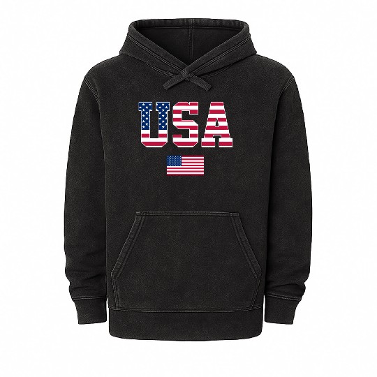Usa Us Flag Patriotic 4Th Of July America Mineral Wash Hoodies
